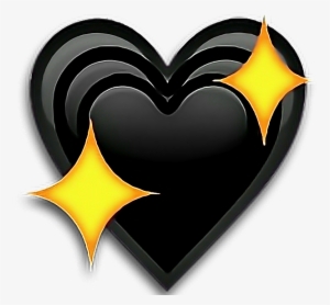 Emojis Png Corazones - Black Sparkling Heart Emoji #3099810