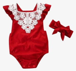 Petite Bello Playsuit 0-6 Months Christmas Red Lace - Clothing #3112837