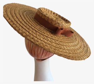 New York Creations Wide Brim Tilt Straw Hat 1940s - Hat #3115610