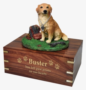 Golden Retriever, Sitting Dog Figurine Urn Engraved - Golden Retriever #3117559