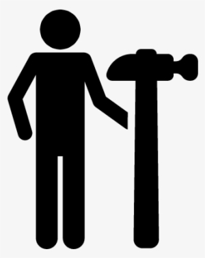 Silhouette With Hammer Vector - Mann Clipart #3121634