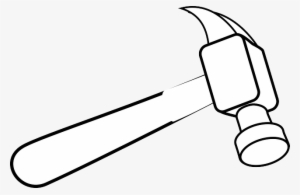 Hammer, Tool, Hardware, Black, White, Outline, Handyman - Hammer Clipart Png Black And White #3121719