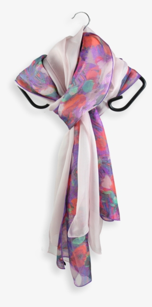 Print Silk Scarf Fire Red Plain Pink Made In France - Red #3129577