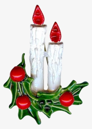 Vintage Original By Robert Christmas Candle Holly Berry - Brooch #3129620