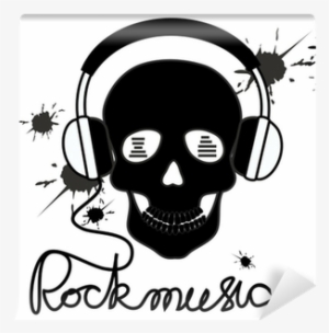 Illustration With Skull And Headphones Wall Mural • - Music Skull Vector #3134708