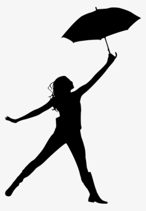 Silhouette, Woman, Umbrella, Floating, Jumping, Freedom - Mujer Con Paraguas Silueta #3135347