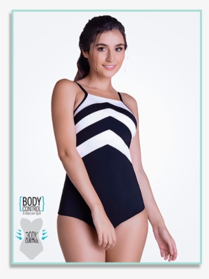 Chamela Chevron Body Molding One Piece Swimsuit - Swimsuit #3136291