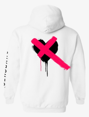 Painted White Heart Pullover Hoodie - Hoodie #3136567