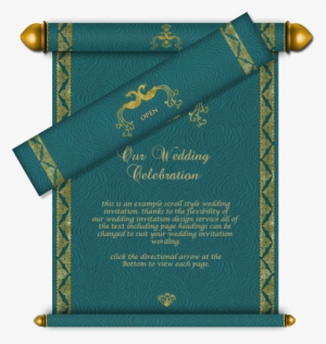 Dark Turquoise Indian Scroll Email Wedding Card With - Royal Scroll Invitation Card #3137445