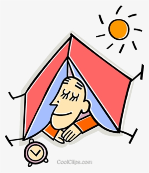 Person Sleeping In A Tent Royalty Free Vector Clip - Übernachten Clipart #3139497