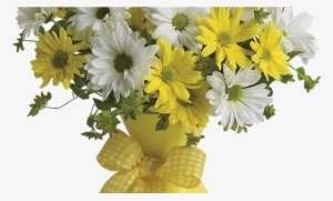 Vase With Yellow And White Daisies Png Clipart Picture - Flowers White N Yellow #3140510
