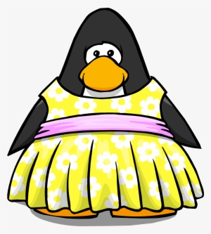 Yellow Sun Dress On Player Card - Club Penguin Summer Dress #3141127