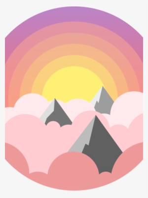 Vector Illustration Of The Tops Of Mountains Poking - Circle #3142260