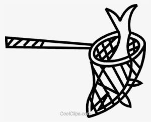 Fishing Net Royalty Free Vector Clip Art Illustration - Fish In A Net Cartoon #3142325