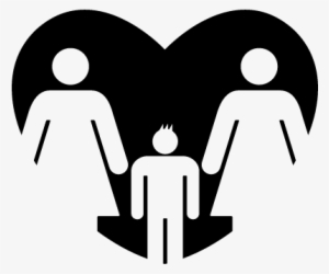 Lesbian Couple With Son In A Heart Vector - Family Cartoon Images Black And White #3142571