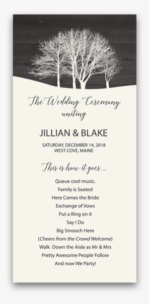 Rustic Winter Wonderland Wedding Ceremony Program - American Pitch Pine #3143132