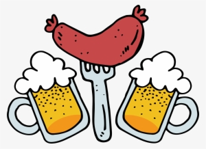 Roasting Hot Dog Clipart - Beer And Sausage Cartoon #3143578