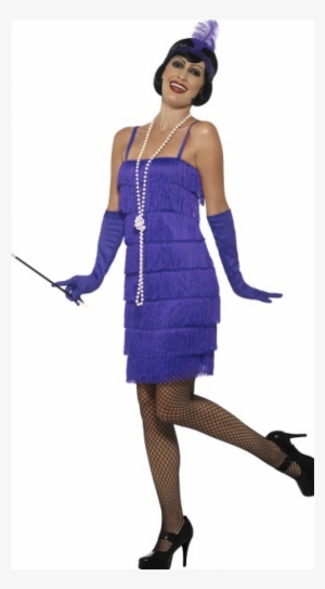 Flapper Costume Purple With Short Dress Headband #3146726