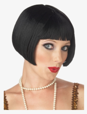 1920s Flapper Wig Black - Flapper Flirty Wig Black #3146968