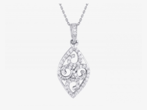 Delicate Swirls Silver Pendant - Giantti Silver Diamond Women's Heart Pendant Necklaces #3149335