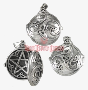 Silver Celtic Swirl Locket With Hidden Pentacle - Sterling Silver Celtic Knotwork Swirl Locket #3149372