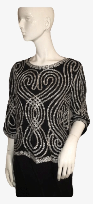 Lauren Michelle Black And White And Silver Swirl Top - Mannequin #3149395 Lauren Michelle Black And White And Silver Swirl Top - Mannequin #3149395