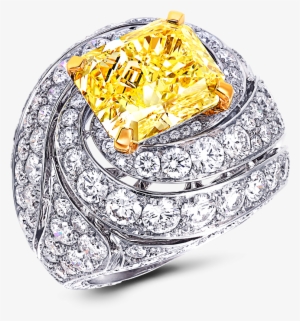 A Graff Swirl Ring Featuring An Emerald Cut Yellow - Graff Diamonds #3149423