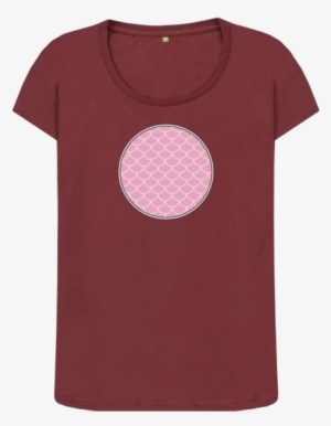 Red Wine Mermaid Scales Fitted Tee, Pink - Polka Dot #3149448