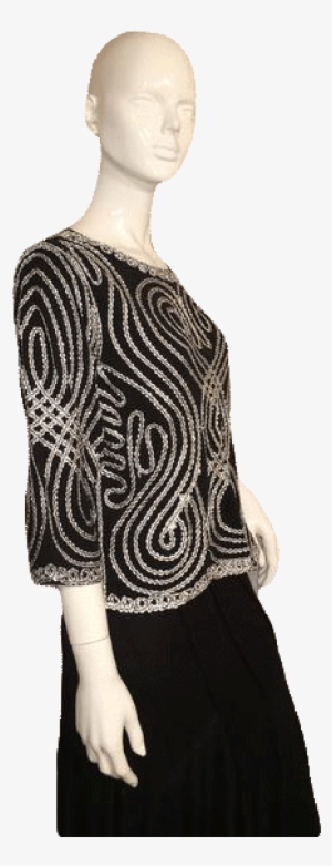 Lauren Michelle Black And White And Silver Swirl Top - Miniskirt #3149449