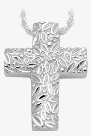 Leaves And Berries Silver Cross - Leaves And Berries Cross Sterling Cremation Jewelry #3149662