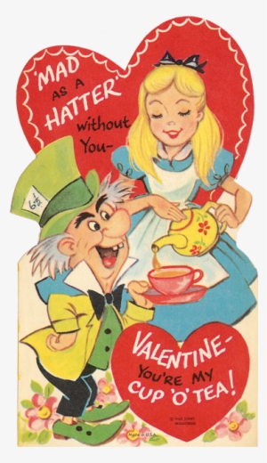 Hatter And Alice Valentine Tri-fold 640 - Happy Valentines Day Vintage #3150564