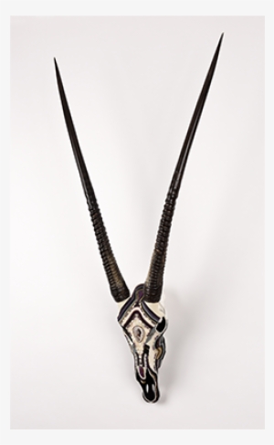 Mohave Pearl Oryx Beaded Skull Art Side View - Necklace #3151097