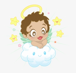 Small Angel With Cloud And Stars Png Clipart - Cloud Angel Png #3151577