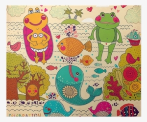 Vector Cartoon Illustration With Happy Frogs Poster - Illustration #3156393