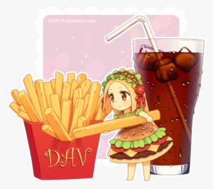 Chino Hambúrguer, Refrigerante E Batata Frita - Anime Girls Fast Food #3156464