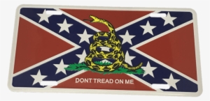 Gadsden "don't Tread On Me" On Confederate Flag License - Heritage Not Hate #3163867