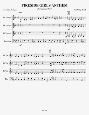 Fireside Girls Anthem Sheet Music Composed By By Danny - Star Spangled Banner Brass Trio #3165696