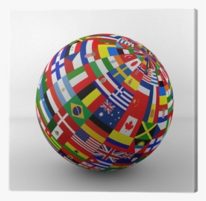 Flag Globe With Different Country Flags Canvas Print - Books Polyglot Learn Languages #3166893