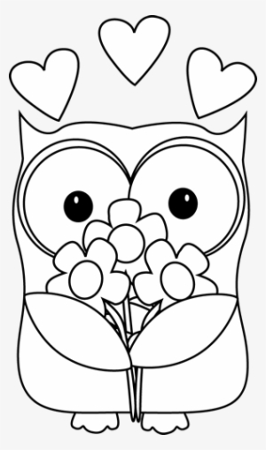 Black And White Valentine's Day Owl Clip Art - Clipart Black And White Valentines #3169400