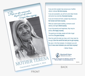 Celebrate Mother Teresa's Sainthood With The Maryknoll - Maryknoll Sisters Of St. Dominic #3170084