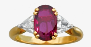 Ruby And Triangle Cut Diamonds Ring - Other Princesses And Princes Unisex Ruby Ring #3170231