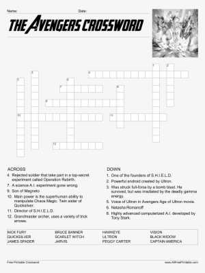 Hauptschablonenbild - Crucigrama De Los Vengadores #3170882