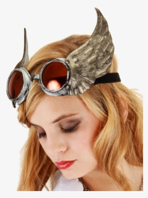 Take Flight With These Silver Winged Goggles And Complete - Steampunk Goggles On Head #3174934
