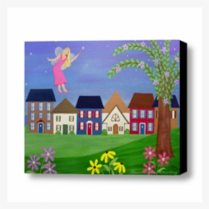 Kids Art Canvas Panel Of Children's Town Guardian Painting - Child #3175154