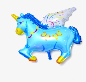 Foil Balloon 35cm "flying Unicorn" Blue - Balloon #3176379