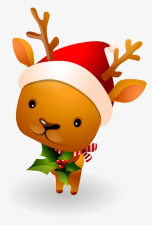 Cute Image Of A Christmas Reindeer In Santa Hat And #3177770 Cute Image Of A Christmas Reindeer In Santa Hat And #3177770