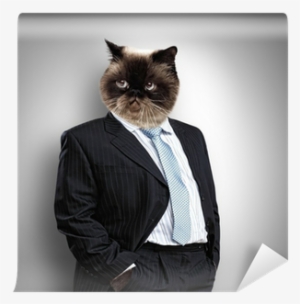 Funny Fluffy Cat In A Business Suit Self-adhesive Wall #3178194