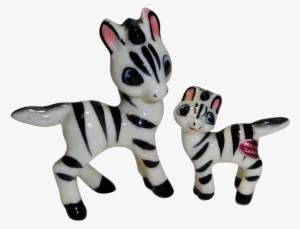 Miniature Momma Zebra And Baby Zebra Porcelain Figurines - Stuffed Toy #3181018
