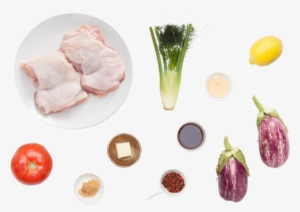 Pan-seared Chicken Thighs With Roasted Baby Zebra Eggplants - Chicken Thighs #3181344