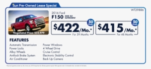 2016 Ford F150 Pre Owned Lease Special - F150 Ford Truck - Large Truck Panel In Cotton | 36" #3182178